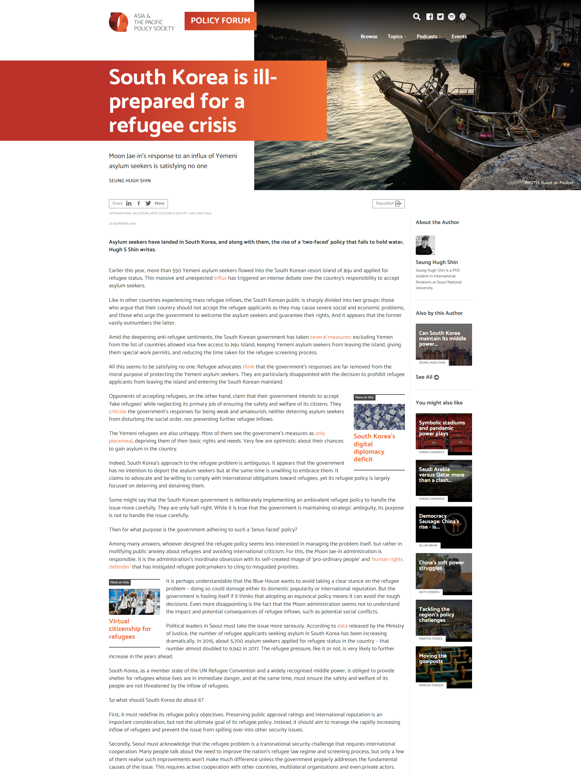 South Korea is ill-prepared for a refugee crisis